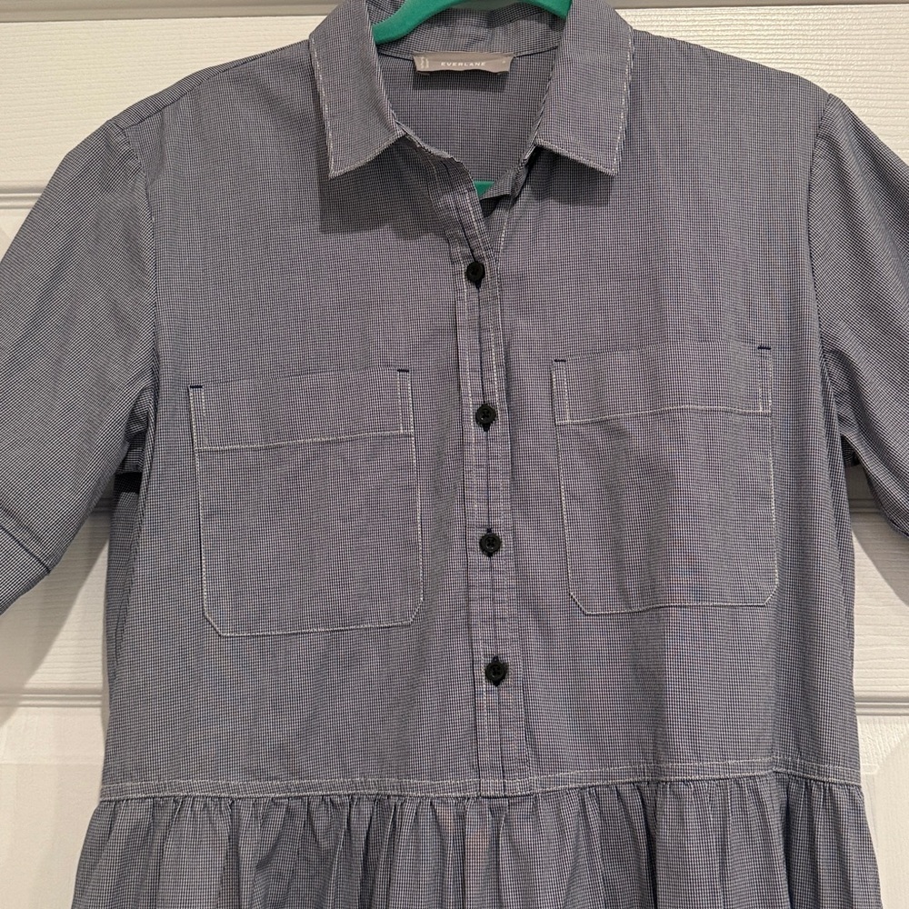 Everlane The Parklet Shirtdress Blue and White Size 6 Midi Cotton - Picture 7 of 8